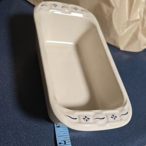 Longaberger Cream and Blue Loaf Pan